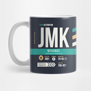 Mykonos (JMK) Airport Code Baggage Tag Mug